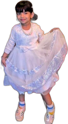 Saanvi Basu in her sparkly birthday dress